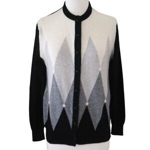 vtg PRINGLE argyle pattern Cashmere cardigan sweater sz 36 M